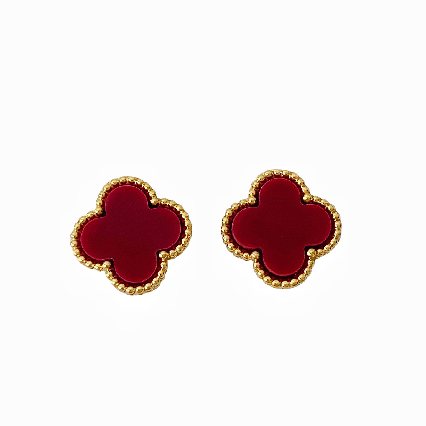 Gold-plated Retro Classic Fashion Four-leaf Clover Resin Female Light Luxury Stud Earrings