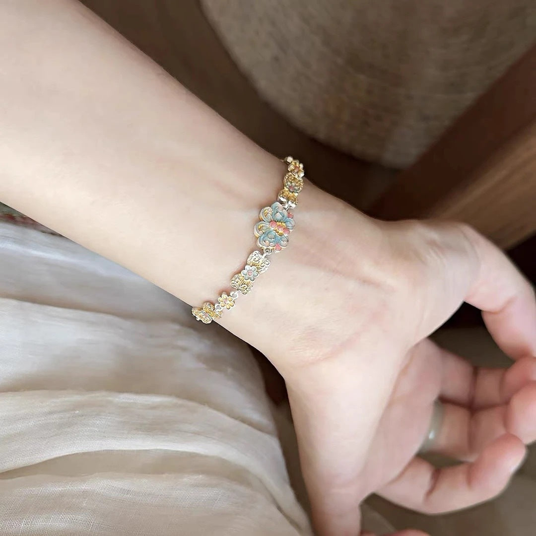 Butterfly Enamel National Style Chinese Female Light Luxury Minority High-grade Bracelets