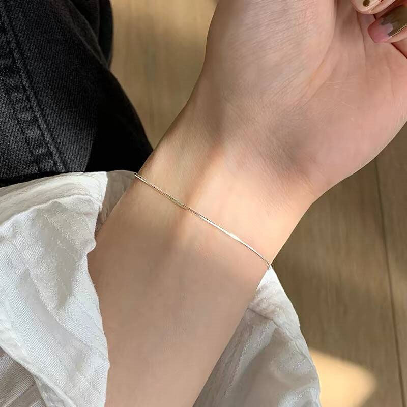 Sier Snake Bones Chain Very Fine Cold Style Minimalist Bracelet