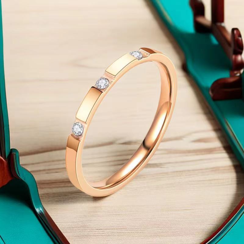 Steel Female Simple Design Niche High-grade Electroplated Rings