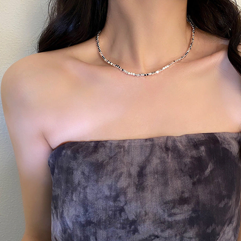 Women's Titanium Steel No Fading Gold Small Square High-grade Broken Sier Necklaces