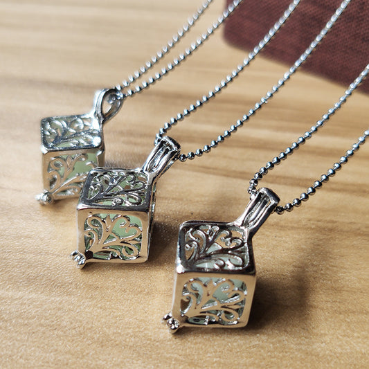 Luminous Hollow Ing Tree Square Vintage Openable Sier Alloy Pendants