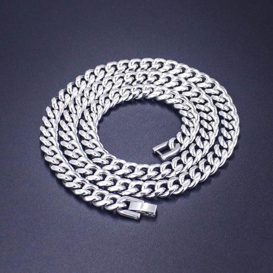 Men's Link Chain Stainless Buckle Round Grinding Domineering Necklaces