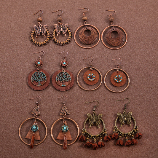 Ethnic Style Butterfly Retro Long Tassel Earrings