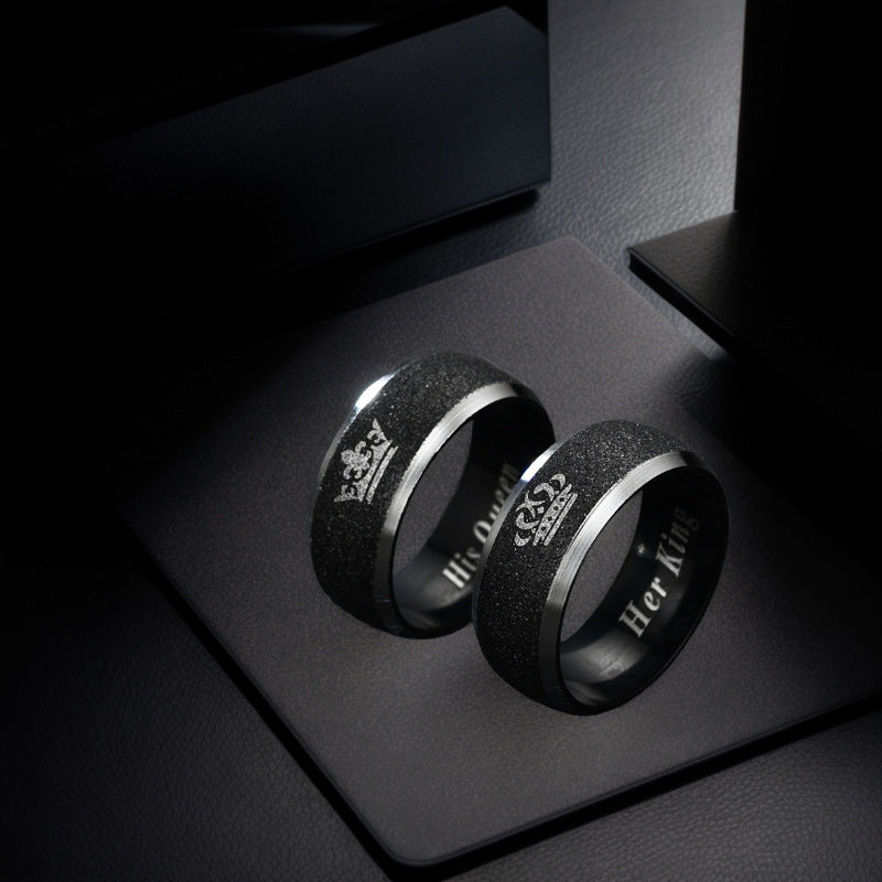 Graceful Crown Queen Couple Pair Style Rings
