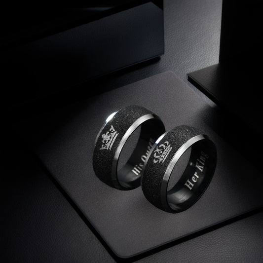 Graceful Crown Queen Couple Pair Style Rings