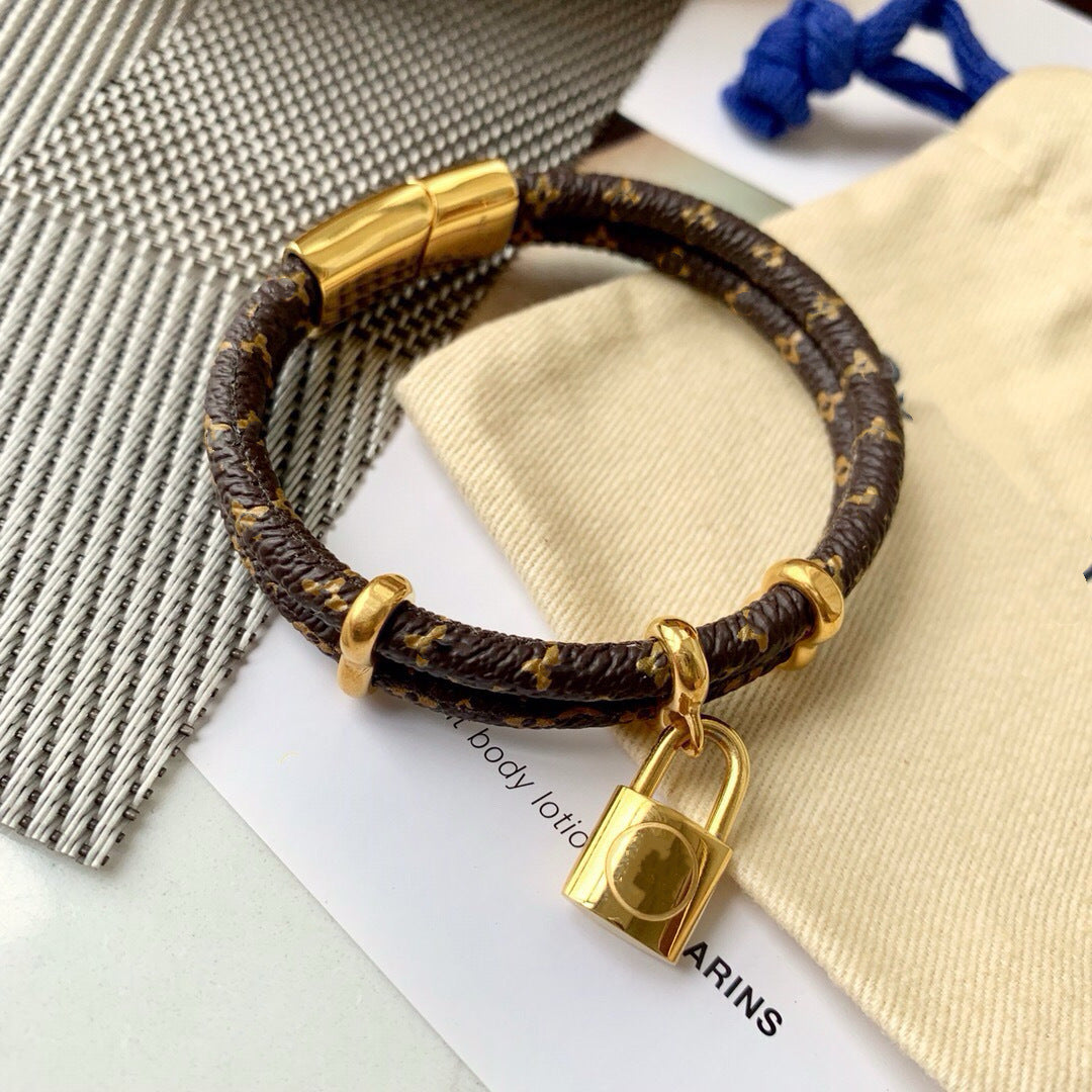 Women's & Men's Leather Wide V-shaped Buckle Affordable Luxury Fashion Couple Simple Bracelets