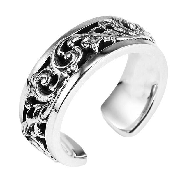 Thai Sier Couple Handmade Gift Vintage Tang Grass Ring