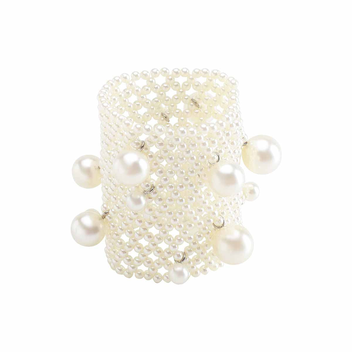 Women's Pattern Pearl Elastic Light Luxury Temperament Wide-brimmed Bracelet