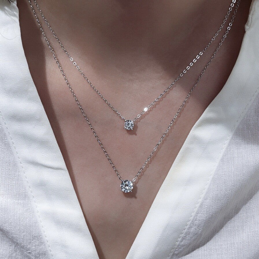 Women's Sterling Sier Nose Droppings Diamond Classic Mini Single Zircon Clavicle Necklace