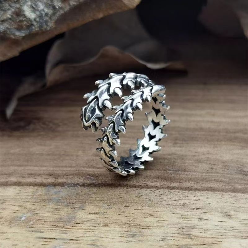 Women's & Men's Keel Alloy Retro Geometric Backbone Opening Ring
