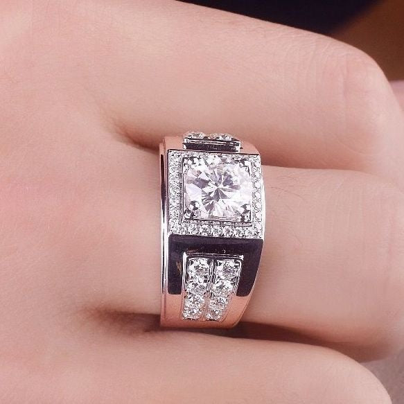 Men's Imitation Moissanite Diamond Domineering Open Adjustable Rings