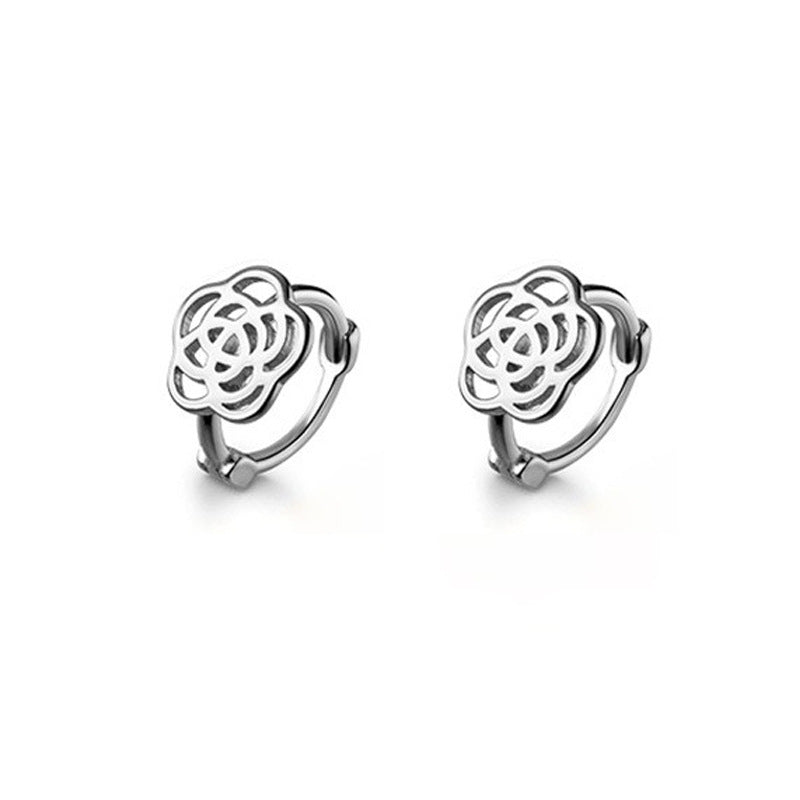 Transparent Colorful Rose Simple Niche Commuter Style Temperamental Lady Gentle Stud Earrings