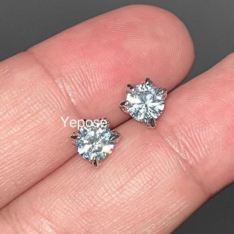Women's Claw Scale Light Sea Blue Zircon Ear Bone Pin Rhinestone Stud Earrings