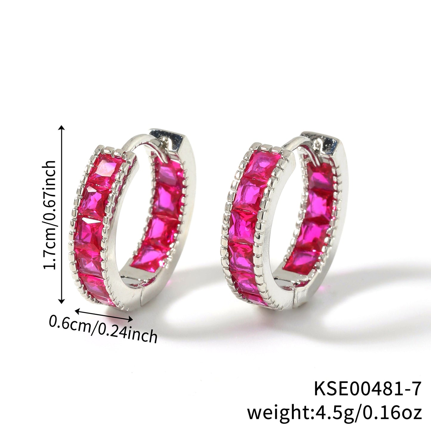 Color Square Zircon Shaped Clip Optional Fashion Full Diamond Ear Buckle