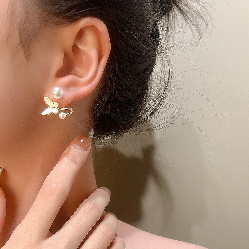 Women's Pearl For French Entry Lux Butterfly Earrings
