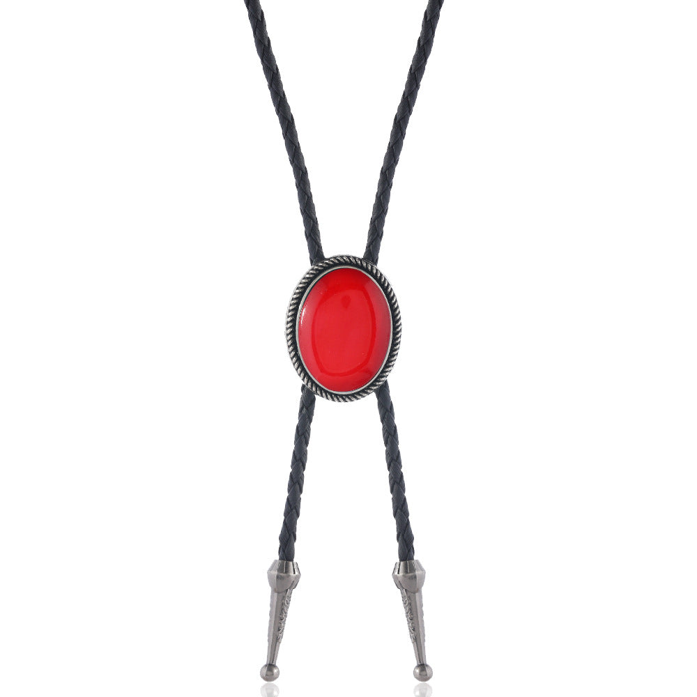 Sweater Chain Vintage Acrylic Red Black Blue Necklace