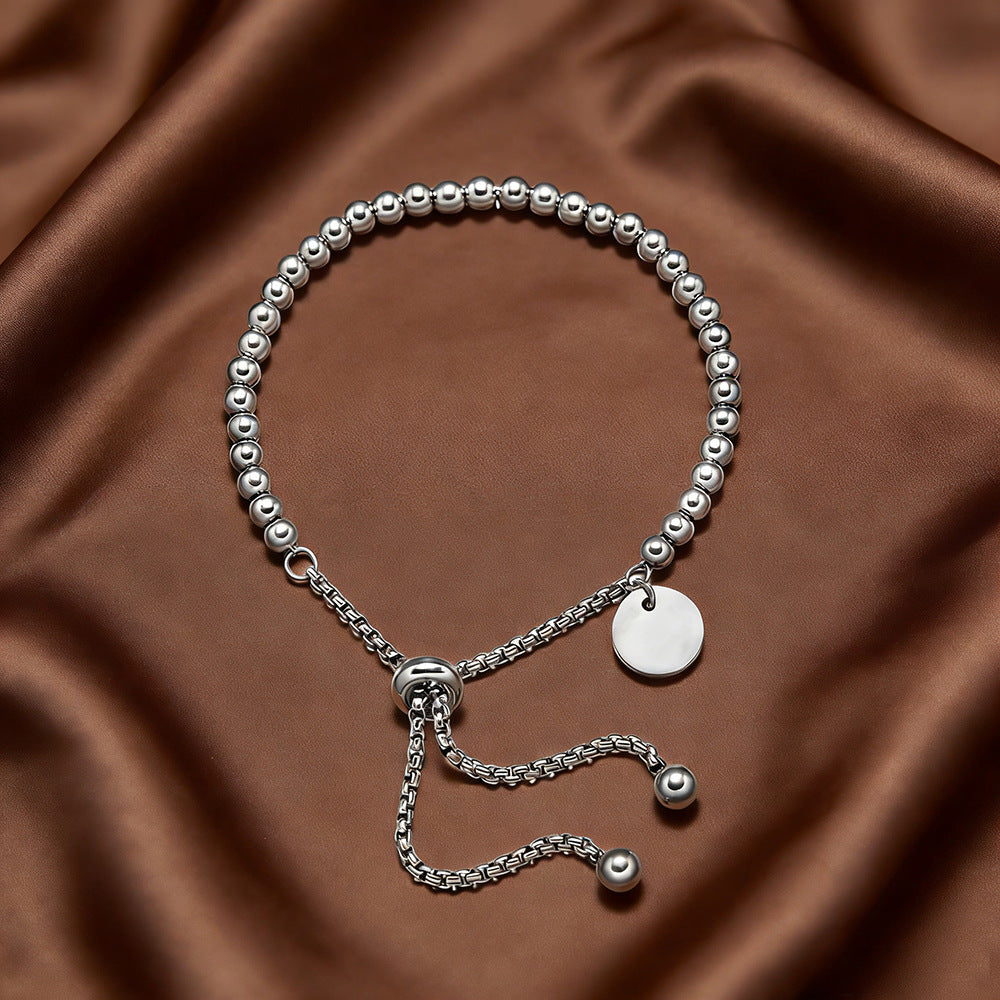 Titanium Steel Round Beads Beaded Female Lucky Bracelet