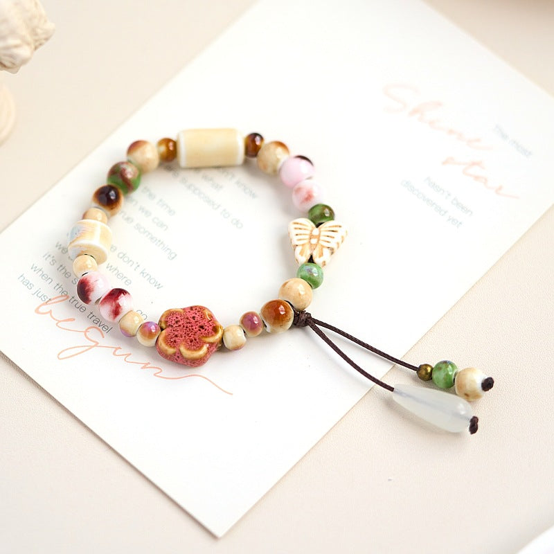 Ceramic Ten Yuan Three Strings Hand-woven Chinese Bracelets