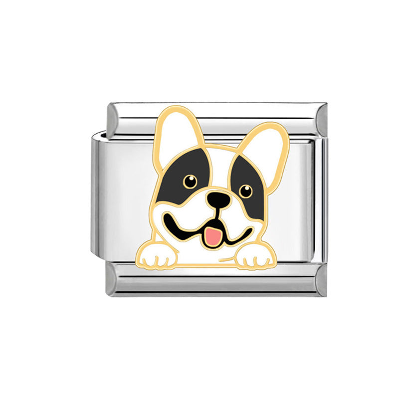 Hot Stainless Steel Italian Module Puppy Pattern Free Bracelet
