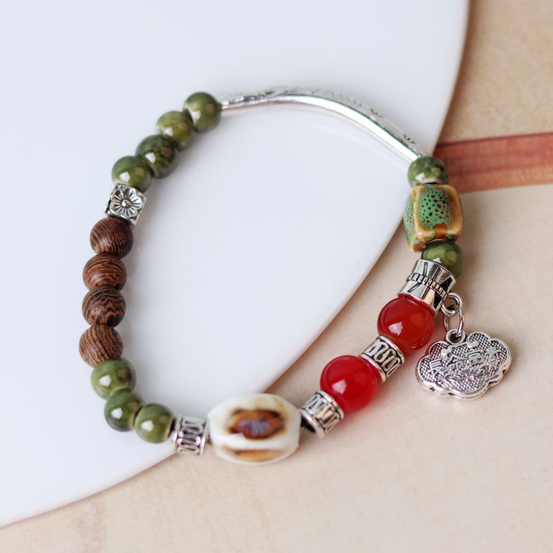 Artistic Handmade Ceramic Single Circle Ethnic Bracelet
