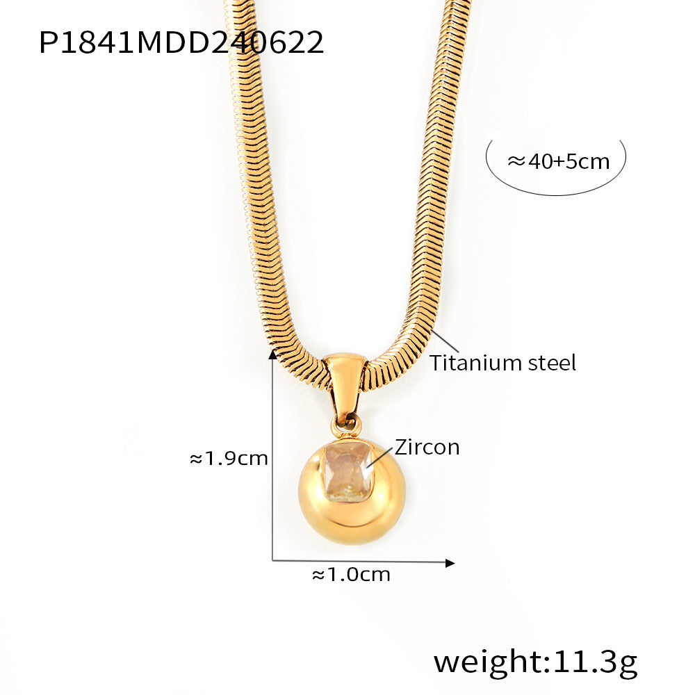 Zircon Titanium Steel Gold Plated Geometric Necklace
