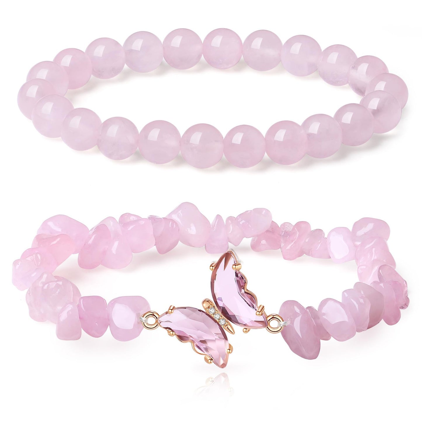 Simple Butterfly Natural Stone Crystal String Beads Bracelets
