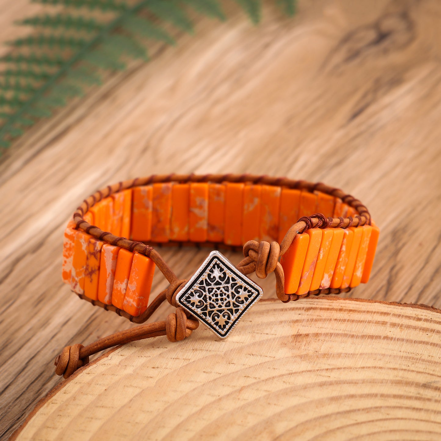 Natural Stone Imitated Handmade Woven Leather String Bohemian Bracelets