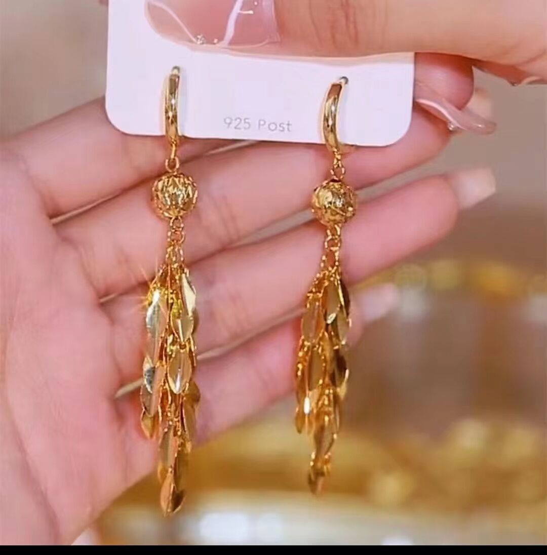 Peacock Phoenix Lucky Beads Leaf Tassel Crown Long Time Ear Line