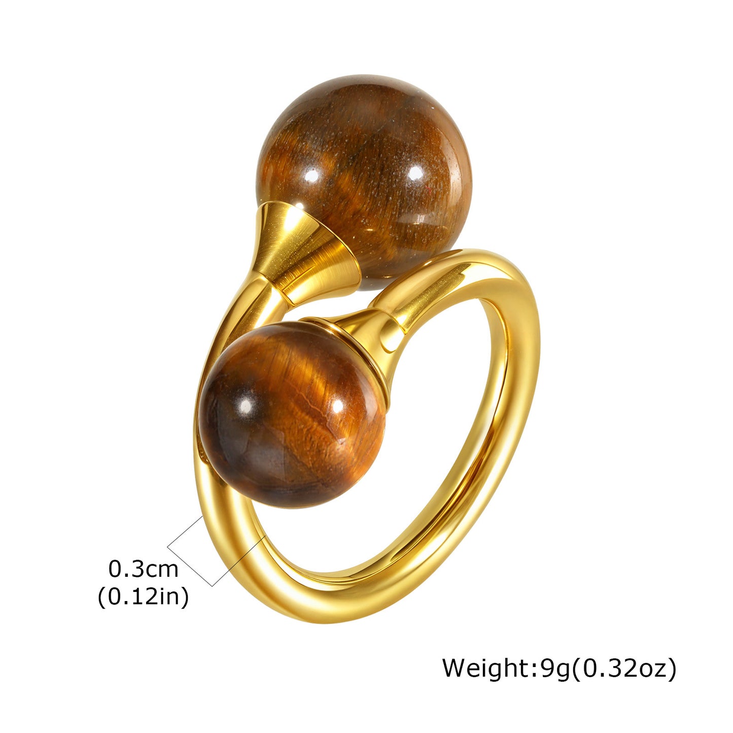 Women's Tiger Eye Sunflower Natural Stone Retro Rings