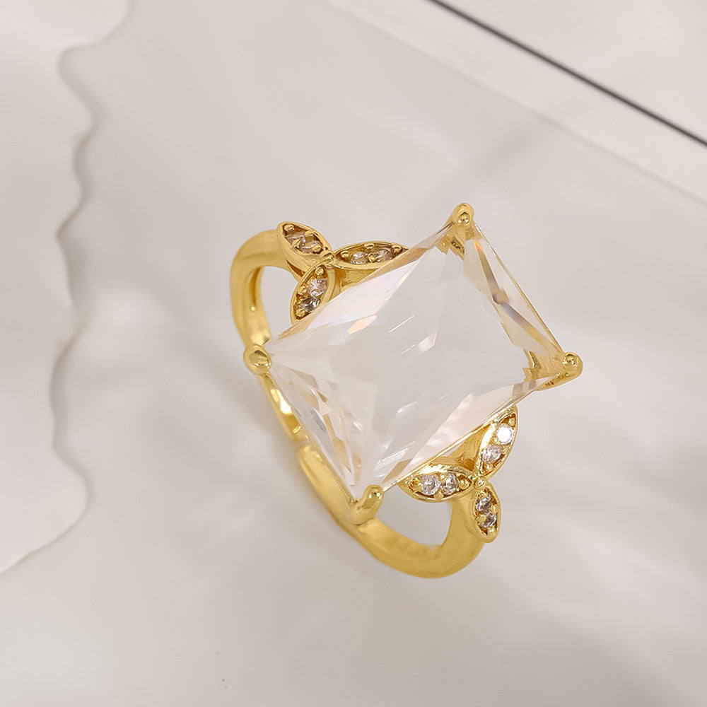 Women's Open-end Zircon Fashionable Classy Simple Cold Feeling Goddess Rings
