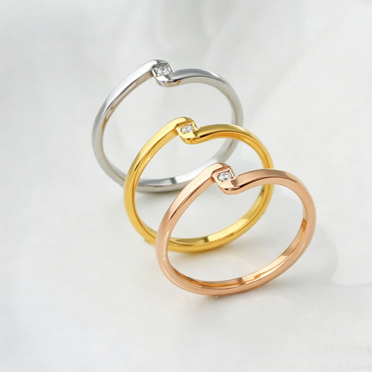 Simple Light Luxury Titanium Steel Zircon High-grade Rings