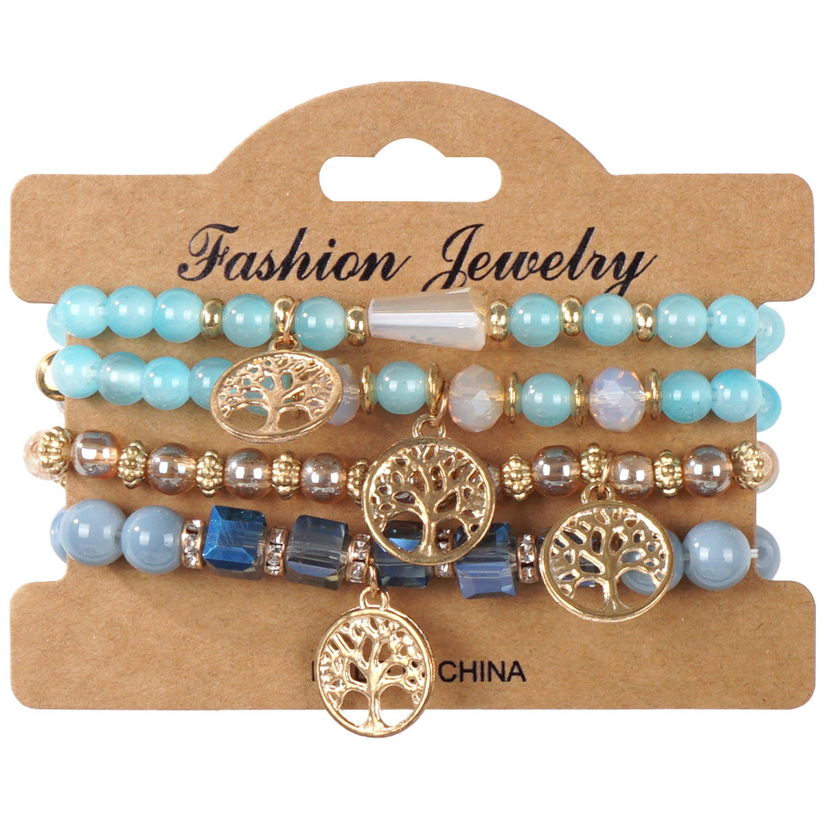 Bohemian Style String Beads Twin Four Bracelets