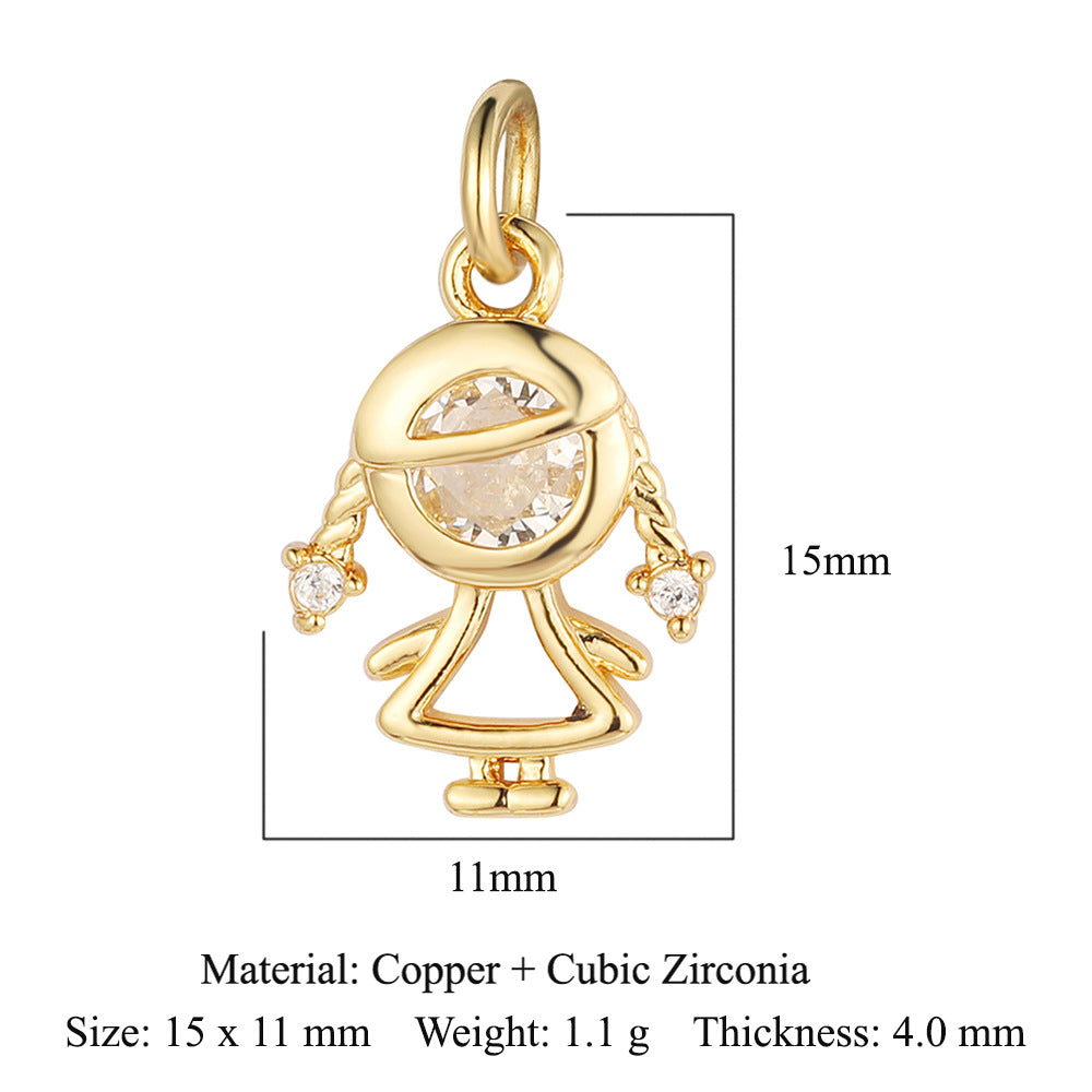 Boy Butterfly Love Copper Zircon Ornament Accessories Pendants