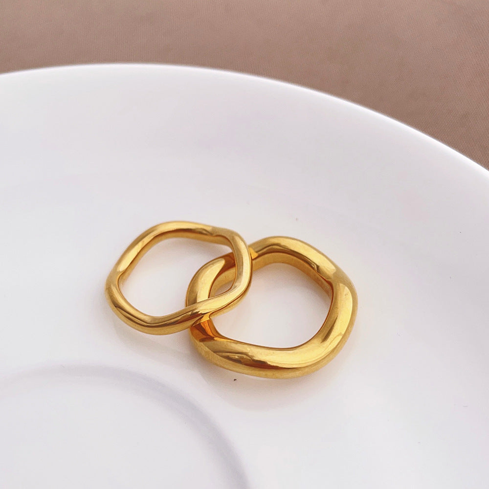 Niche Style Wave Curved Female Fashion Ring