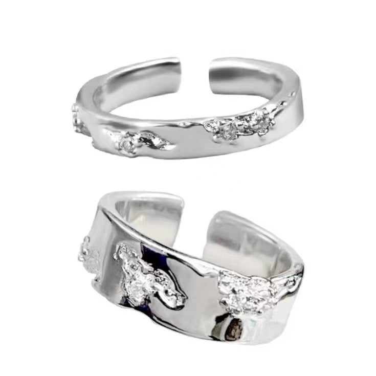 Open-end Zircon Female Cold Design Couple Rings