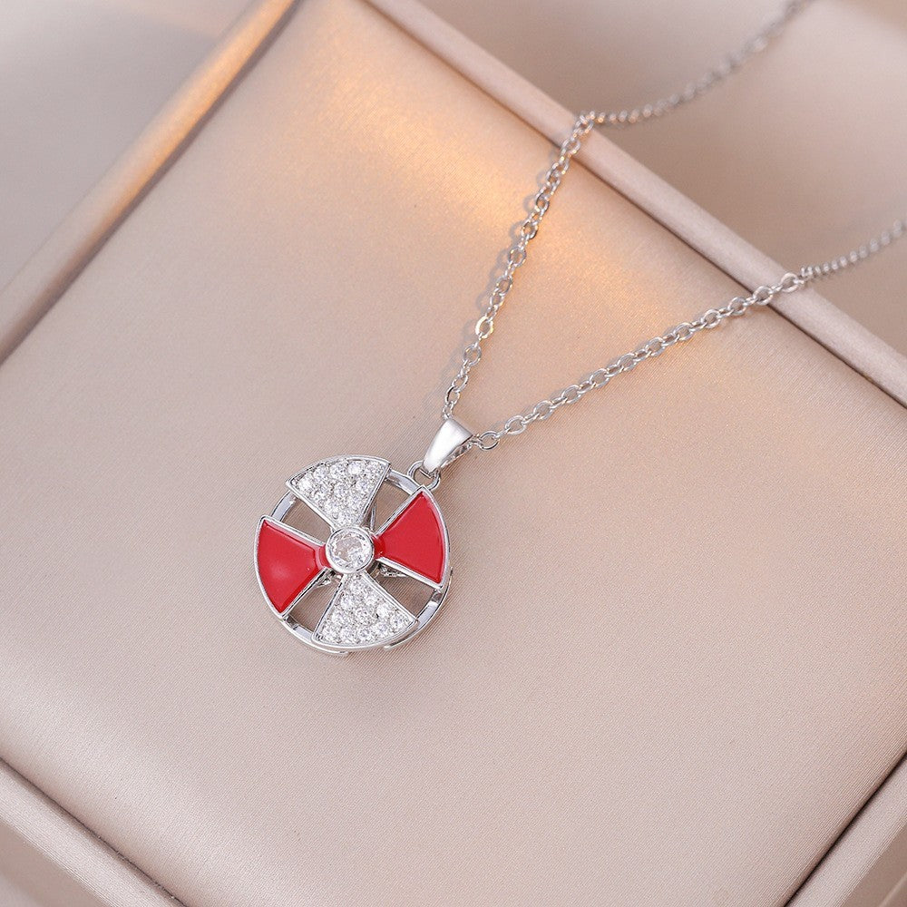 Female Minority Fashion Design Rotating Bauhinia Zircon Flower Necklace