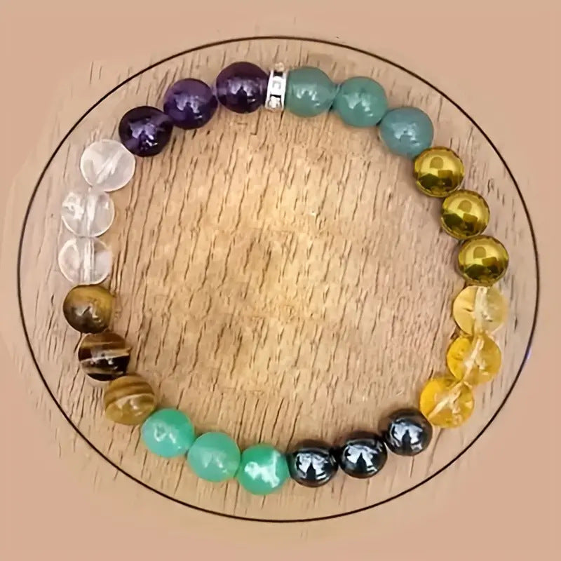 Stone Haematite Amethyst Hand-woven Elastic String Bracelet