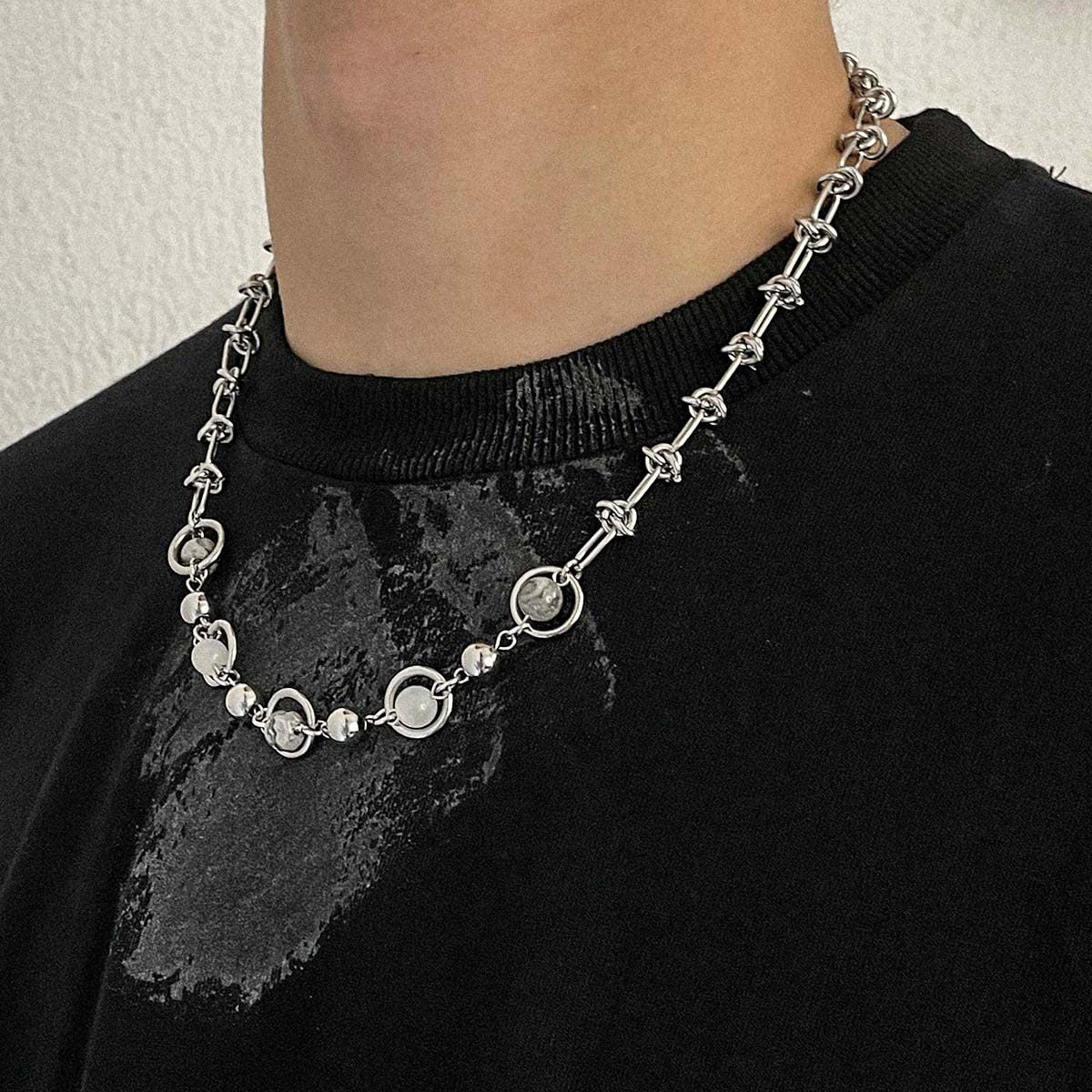 Hip Hop Planet Surrounding Niche Retro Male Female Personality Clavicle Necklace