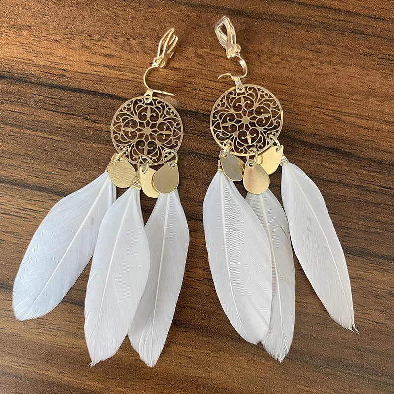 Ethnic Style Vintage Fashion Tassel Elegant High-grade White Earrings