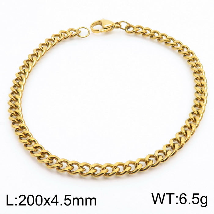 Men's Fashion Side Flat Chain Stainless Steel Bracelets