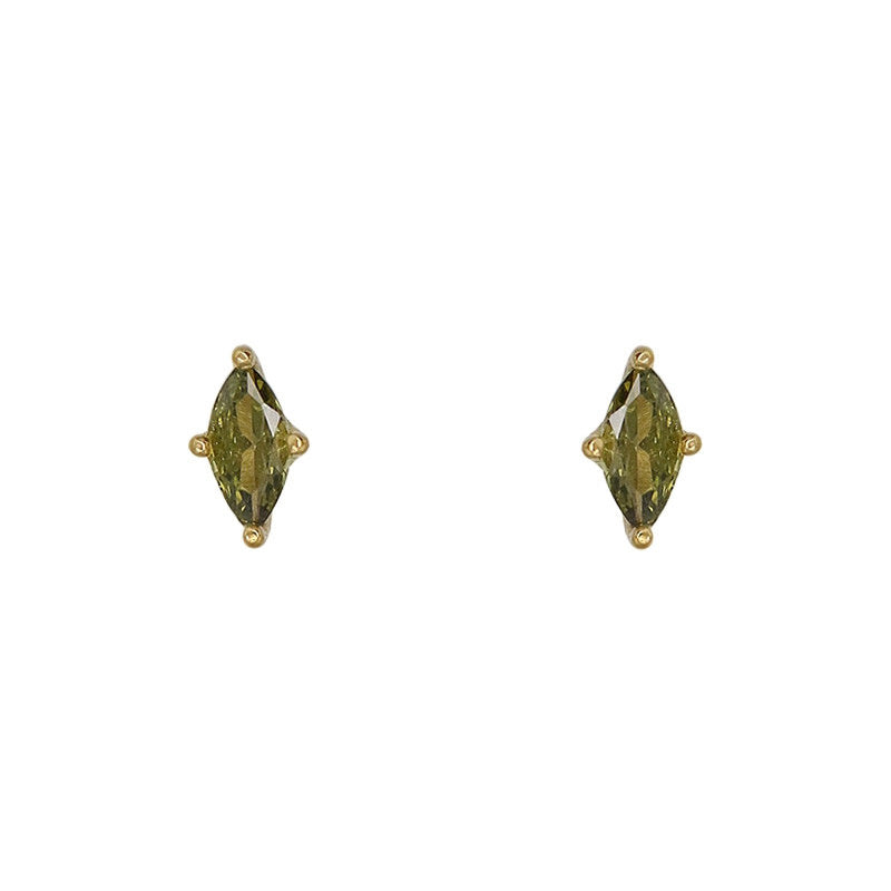 Women's Green Zircon Rhombic Ear For Light Luxury Stud Earrings
