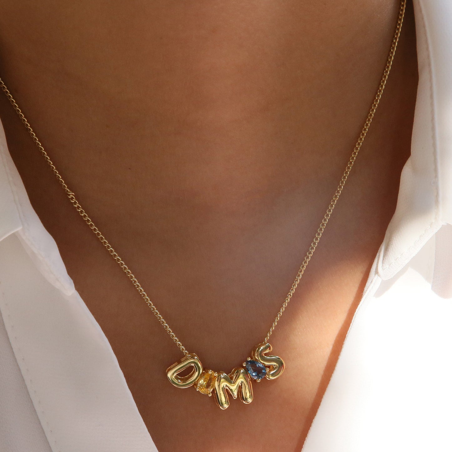 Brass Drop-shaped Moon Birthstone With English Pendants