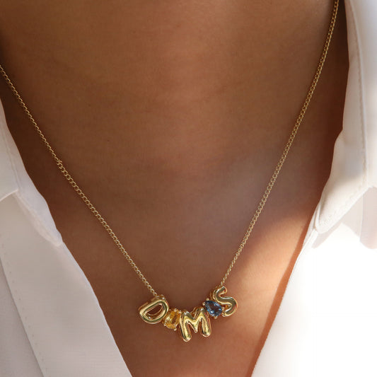 Brass Drop-shaped Moon Birthstone With English Pendants