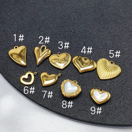 Steel Heart-shaped Niche Vacuum Electric Gold White Pendants