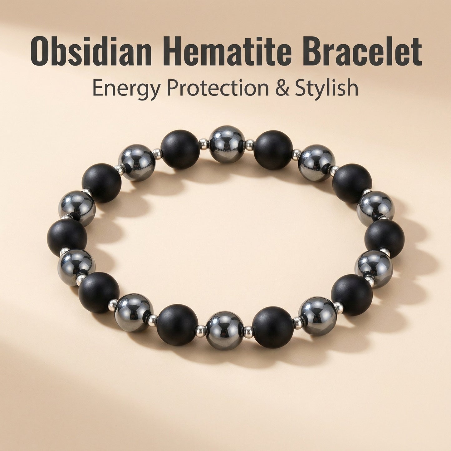 Women's & Men's Haematite Magnetic Therapy Simple Beaded Stretch Brazil Bracelets