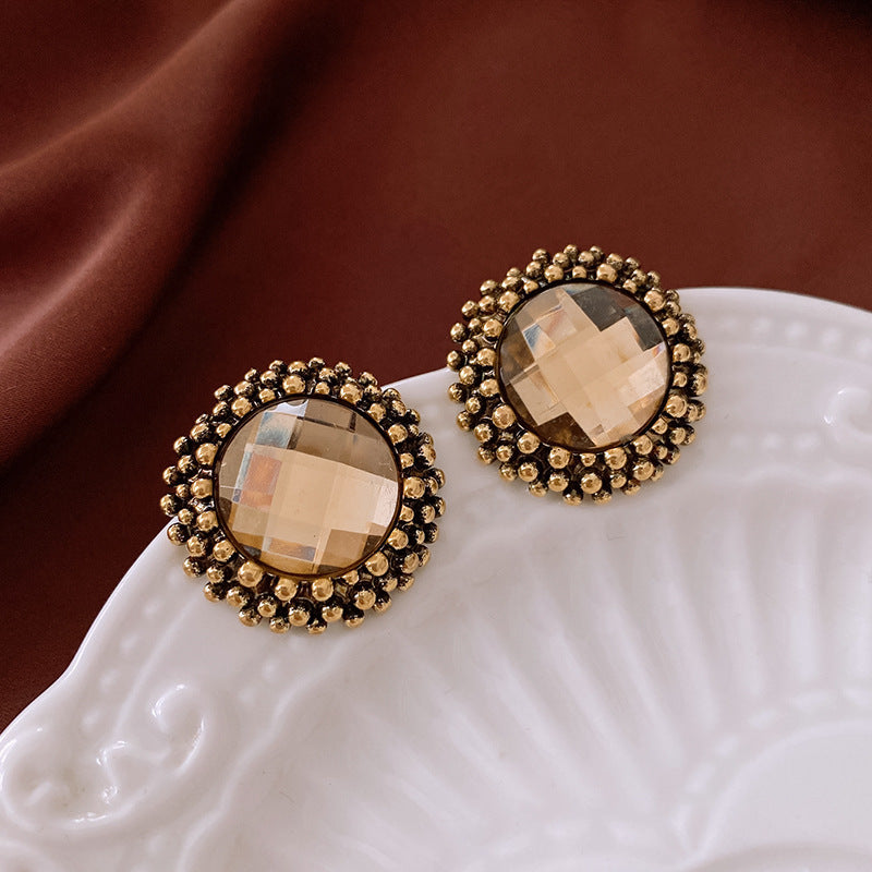 Women's Sier Needle Zircon Spiral Texture Retro Pendants