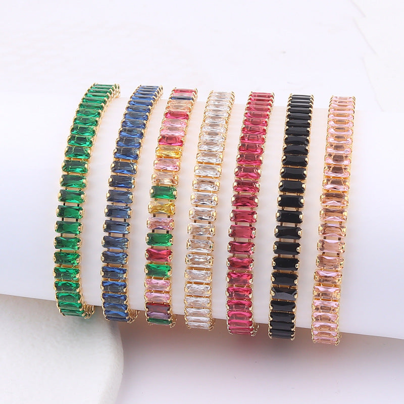 Women's Colorful Solid Color Zircon Full Diamond Bracelet