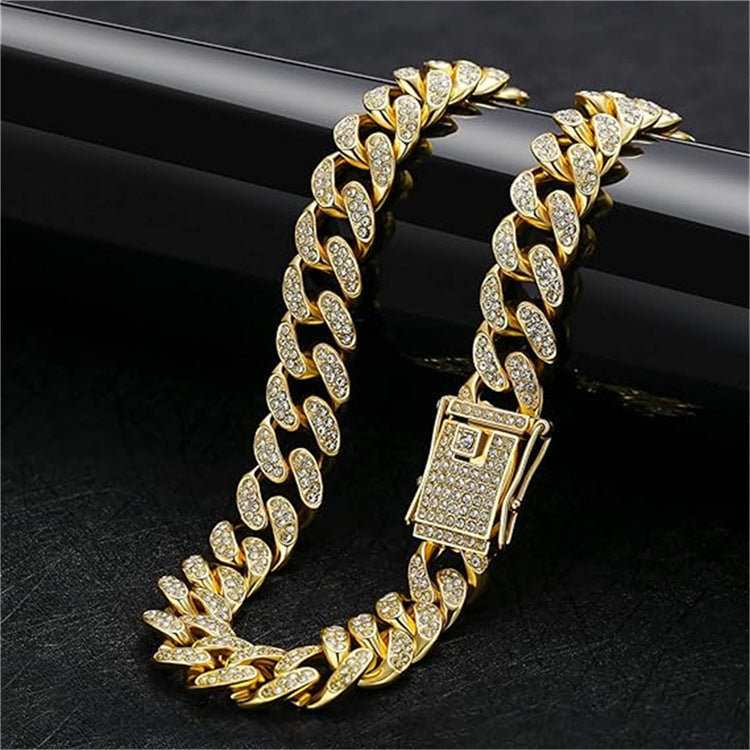 Men's Cool Hip Hop With Diamond Chain Cuban Link Necklace