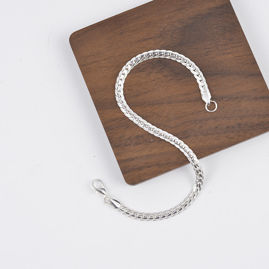 Women's & Men's Ethnic Style Sier Plated Fashion Side Bracelet